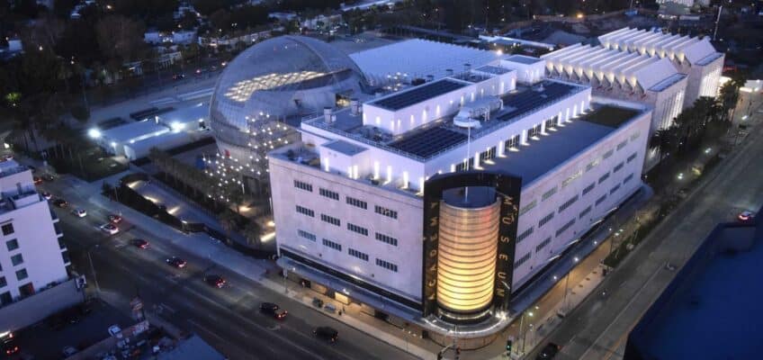 Aerial view of the Academy Museum of Motion Pictures