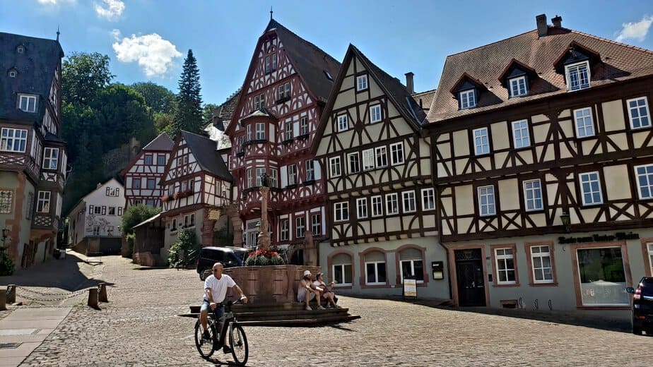 Half-timbered houses and cobblestone streets in Miltenburg