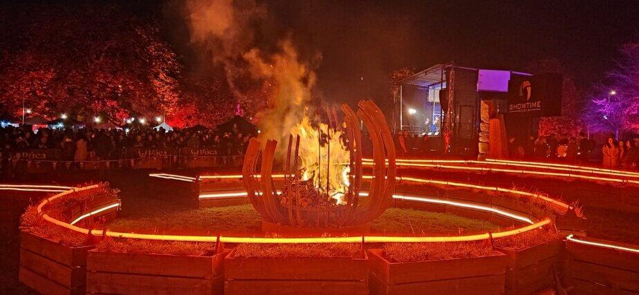 The lighting of the Samhain Fire at the Puca Festival 